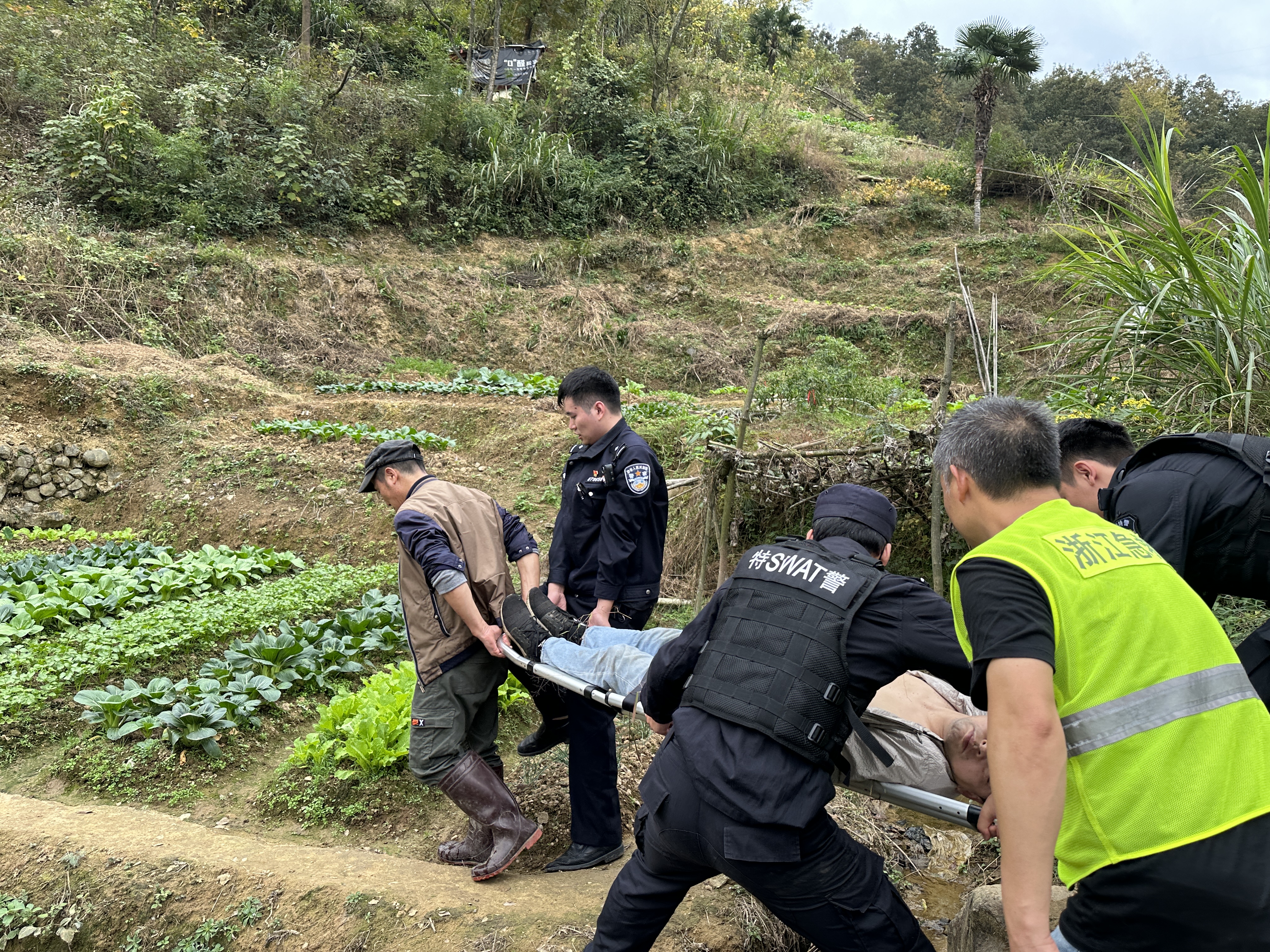 男子上山种菜晕倒 遂昌警察医护人员热心村民紧急救援